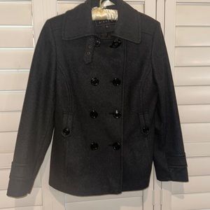 Dark charcoal, gray  Wool blend pea coat medium